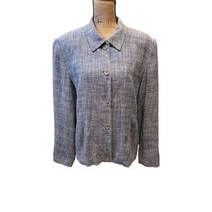 Talbots Women's Blue Silk Blazer Size 16 Long Sleeve Lightweight